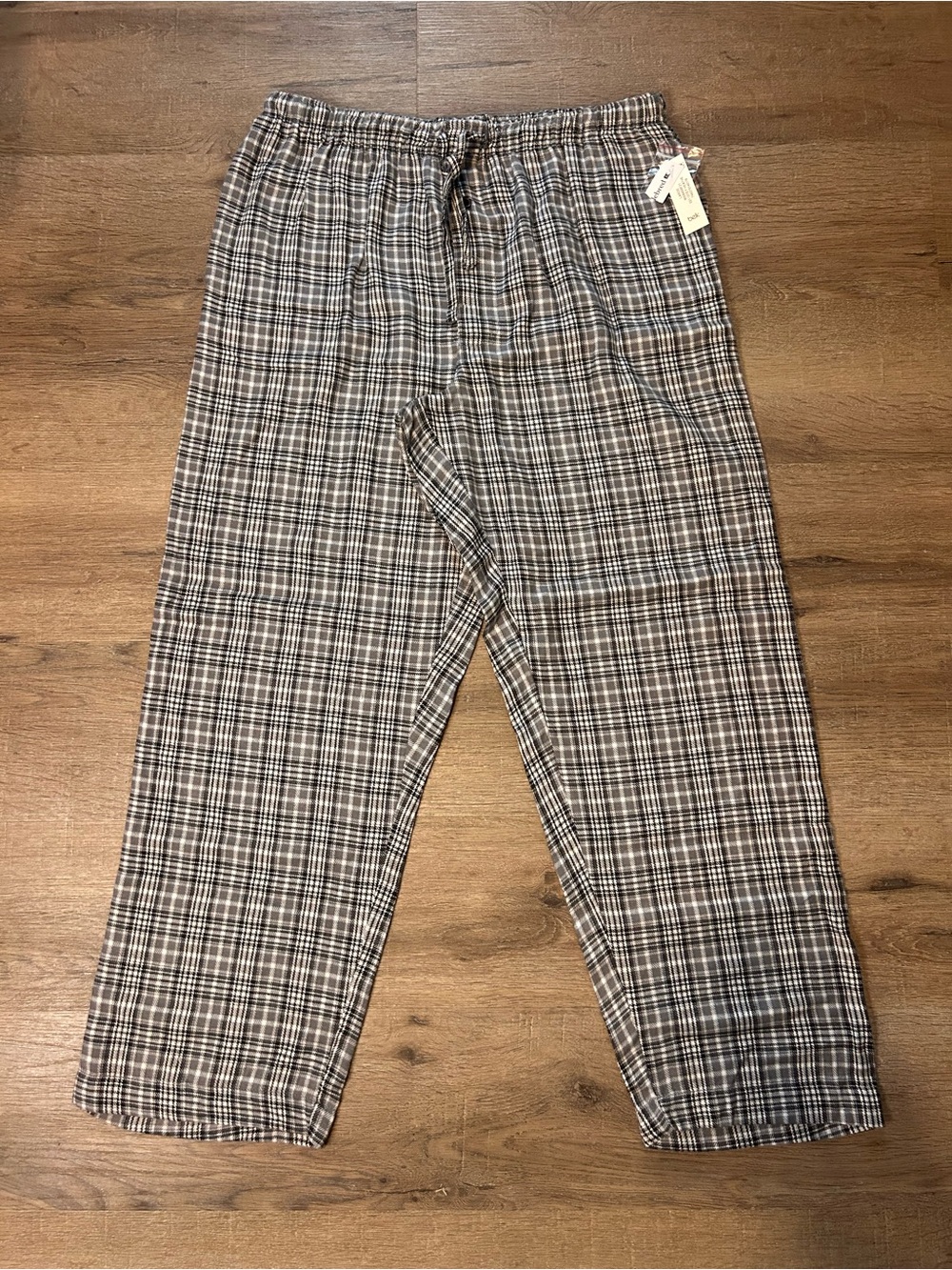 Saddlebred Men's Plaid Lounge Pajama Pants Gray Black White Size L